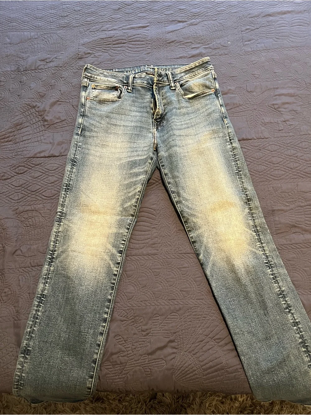 American Eagle Outfitters Men's Light Blue Washed Slim Jeans